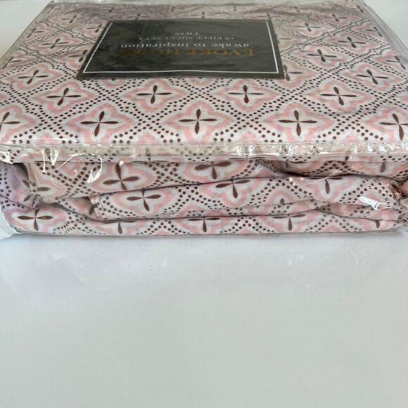 Evoke Home Awake To Inspiration Pink Twin 3 piece Size Sheet Set  Microfiber GEO - Picture 9 of 12